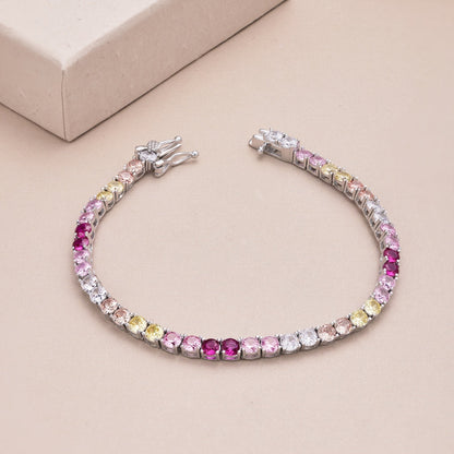 [CharmAmor]Radiant Colorful Round Cut Tennis Bracelet