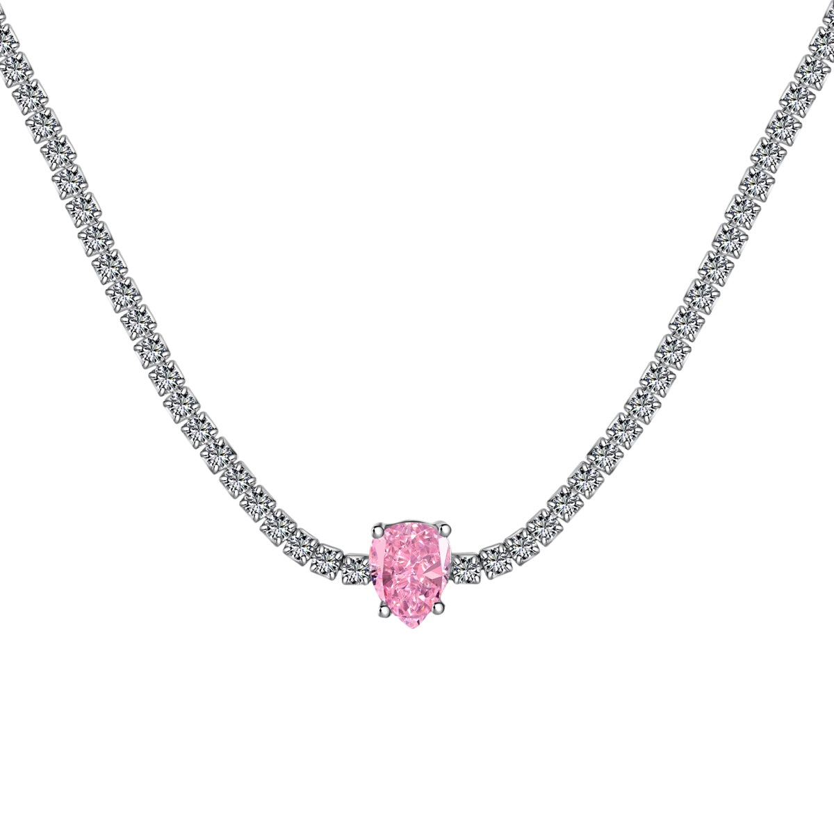 [CharmAmor]1.0 carat Unique Pear Cut Tennis Necklace