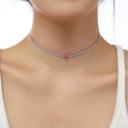 [CharmAmor]1.0 carat Unique Pear Cut Tennis Necklace