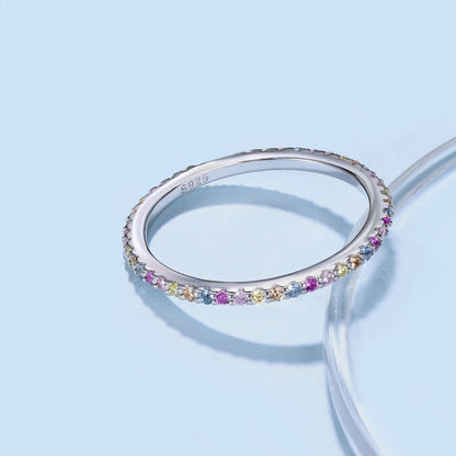 [CharmAmor]Ornate Colorful Round Cut Tennis Ring