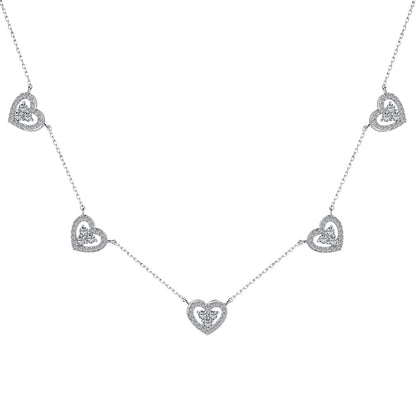 [CharmAmor]Sparkling Five Heart Necklace