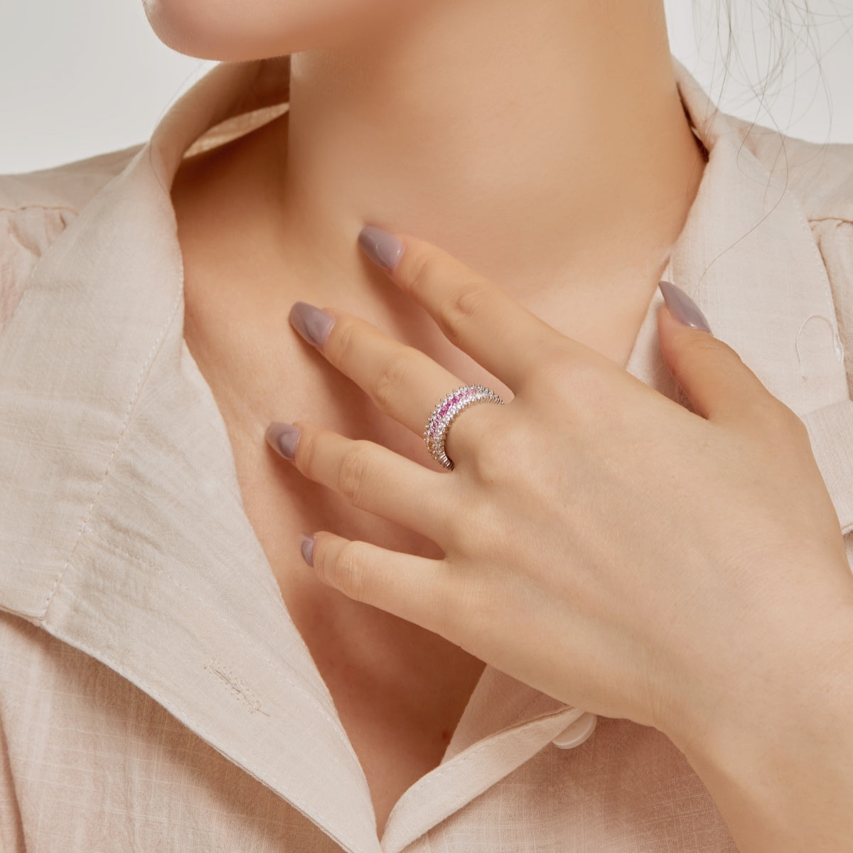 [CharmAmor]Ornate Colorful Radiant Cut Daily Ring