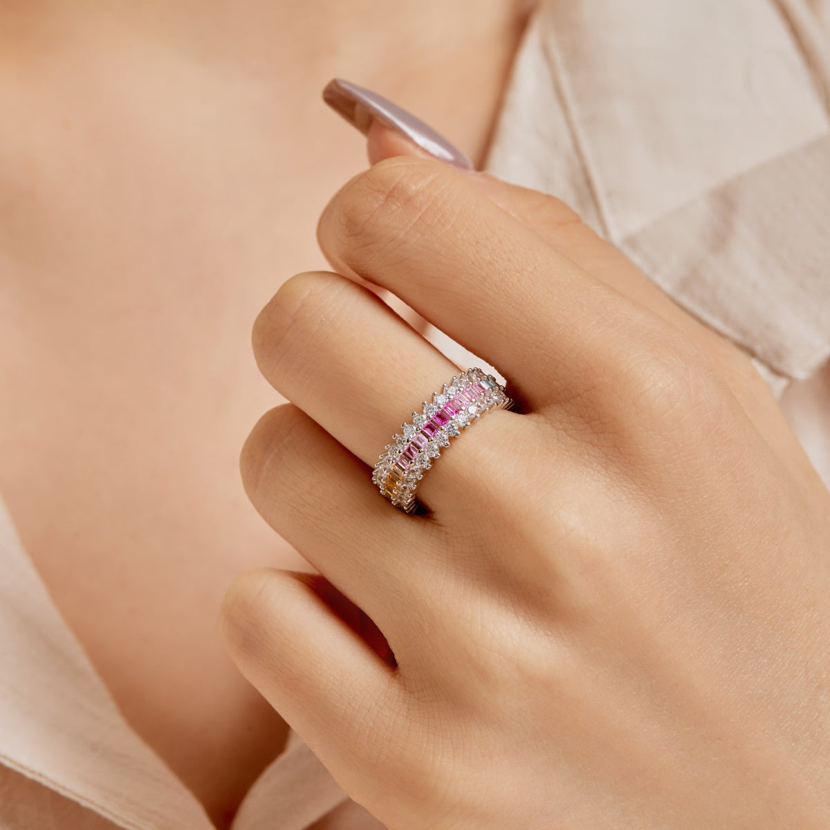 [CharmAmor]Ornate Colorful Radiant Cut Daily Ring