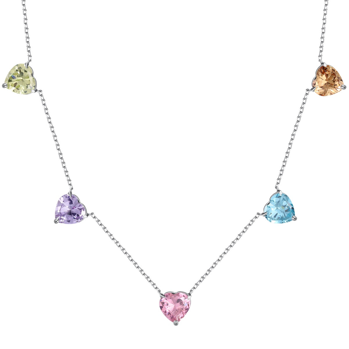 [CharmAmor]Sparkling Colorful Heart Cut Necklace