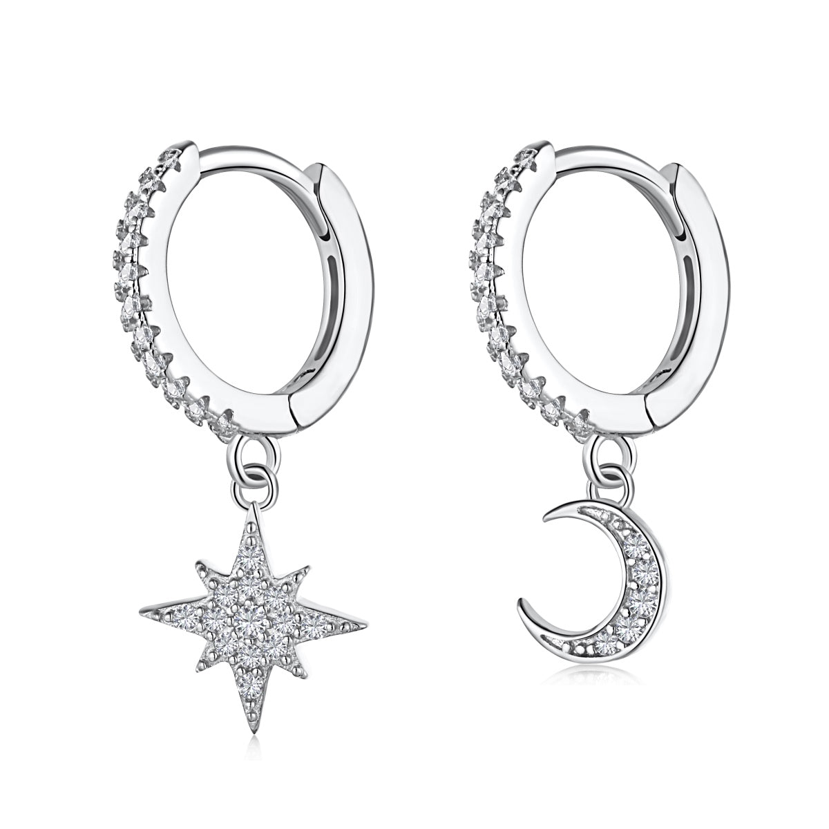 [CharmAmor]Star and Moon Asymmetric Earrings