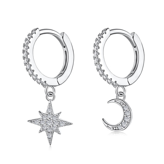 [CharmAmor]Star and Moon Asymmetric Earrings