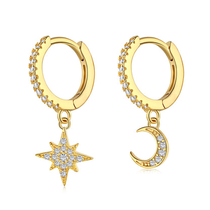 [CharmAmor]Star and Moon Asymmetric Earrings