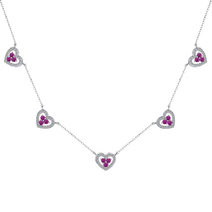 [CharmAmor]Sparkling Five Heart Necklace