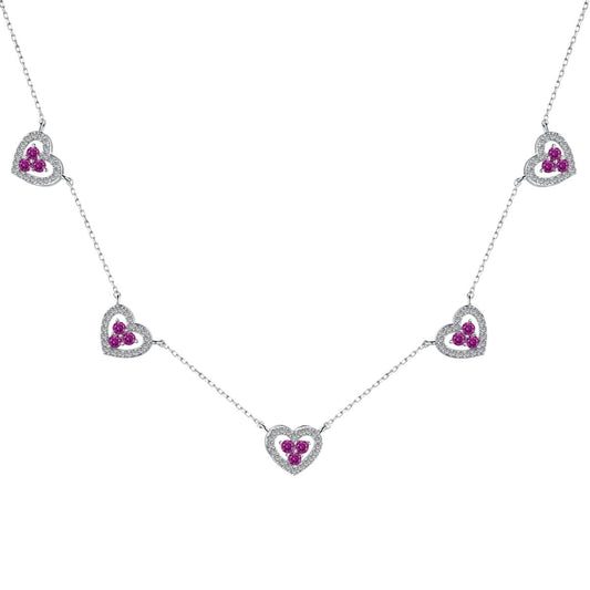 [CharmAmor]Sparkling Five Heart Necklace