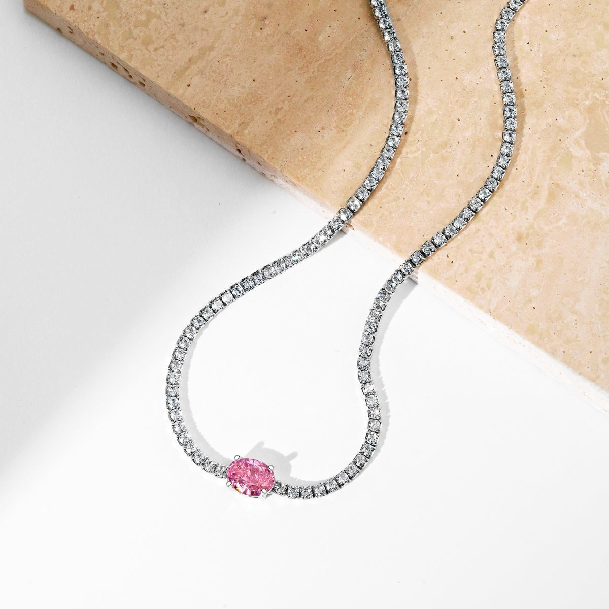 [CharmAmor]1.0 Carat Shining Oval Cut Necklace