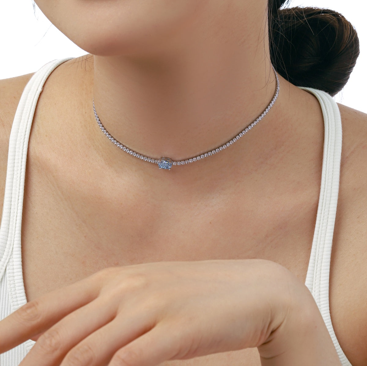 [CharmAmor]1.0 Carat Shining Oval Cut Necklace