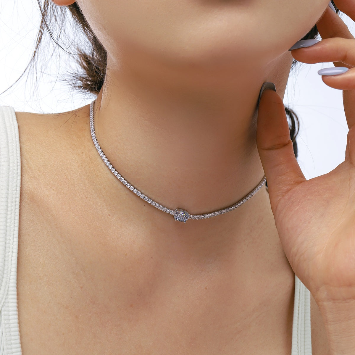 [CharmAmor]1.0 Carat Shining Oval Cut Necklace