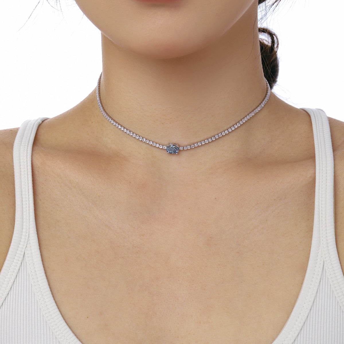 [CharmAmor]1.0 Carat Shining Oval Cut Necklace
