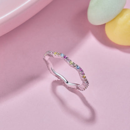 [CharmAmor]Dainty Colorful Round Cut Party Ring