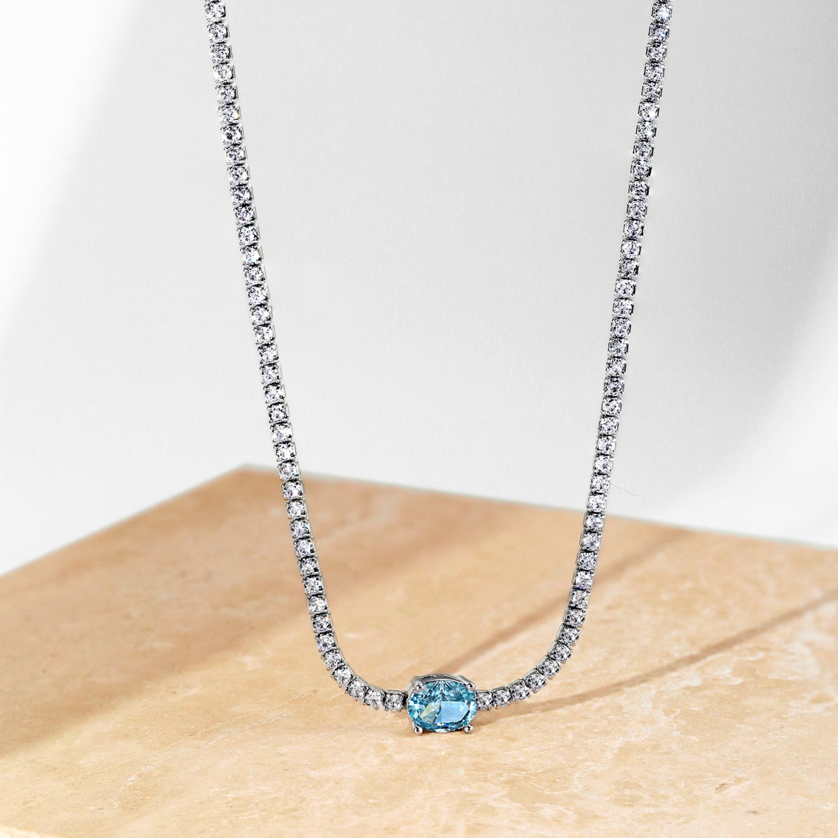 [CharmAmor]1.0 Carat Shining Oval Cut Necklace