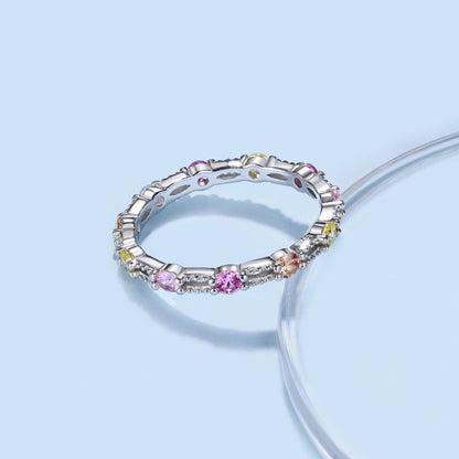 [CharmAmor]Sparkling Colorful Round Cut Tennis Ring