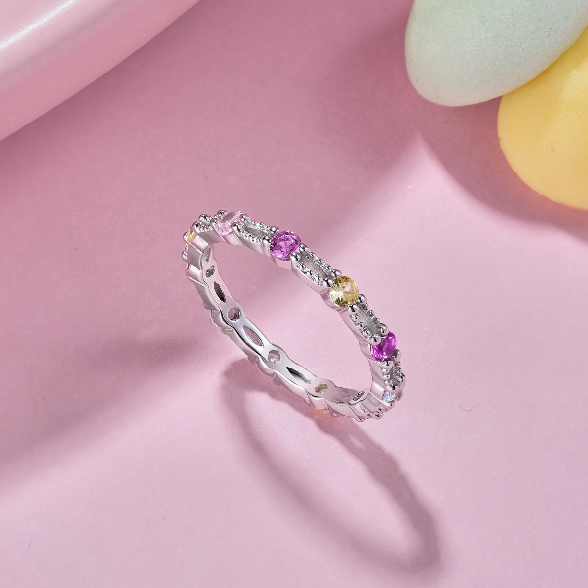 [CharmAmor]Sparkling Colorful Round Cut Tennis Ring