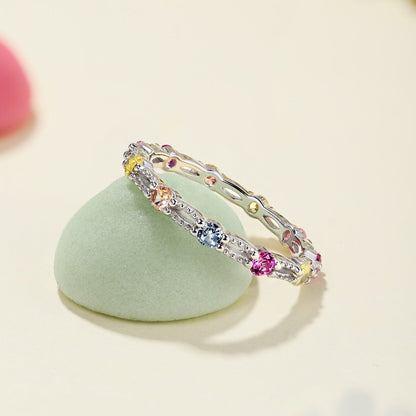 [CharmAmor]Sparkling Colorful Round Cut Tennis Ring