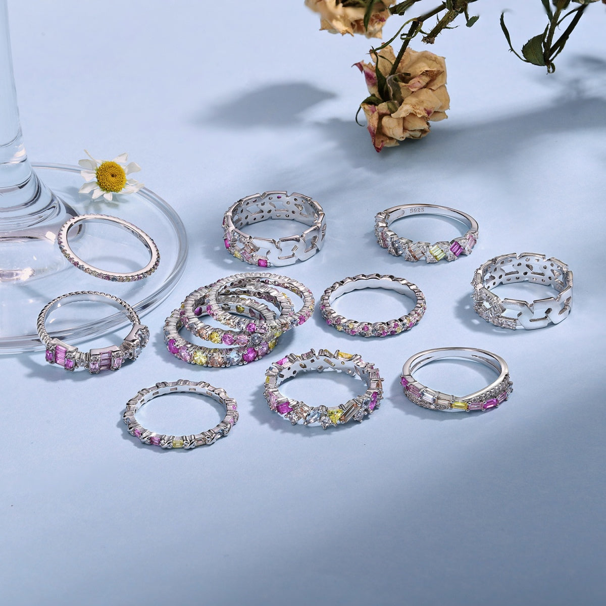 [CharmAmor]Sparkling Colorful Round Cut Tennis Ring