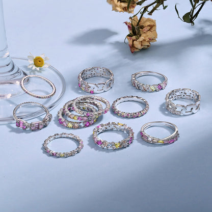 [CharmAmor]Sparkling Colorful Round Cut Tennis Ring