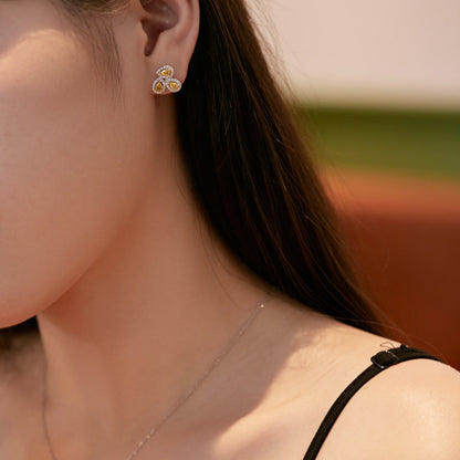 [CharmAmor]Ornate Flower Shape Pear Cut Lover Earrings