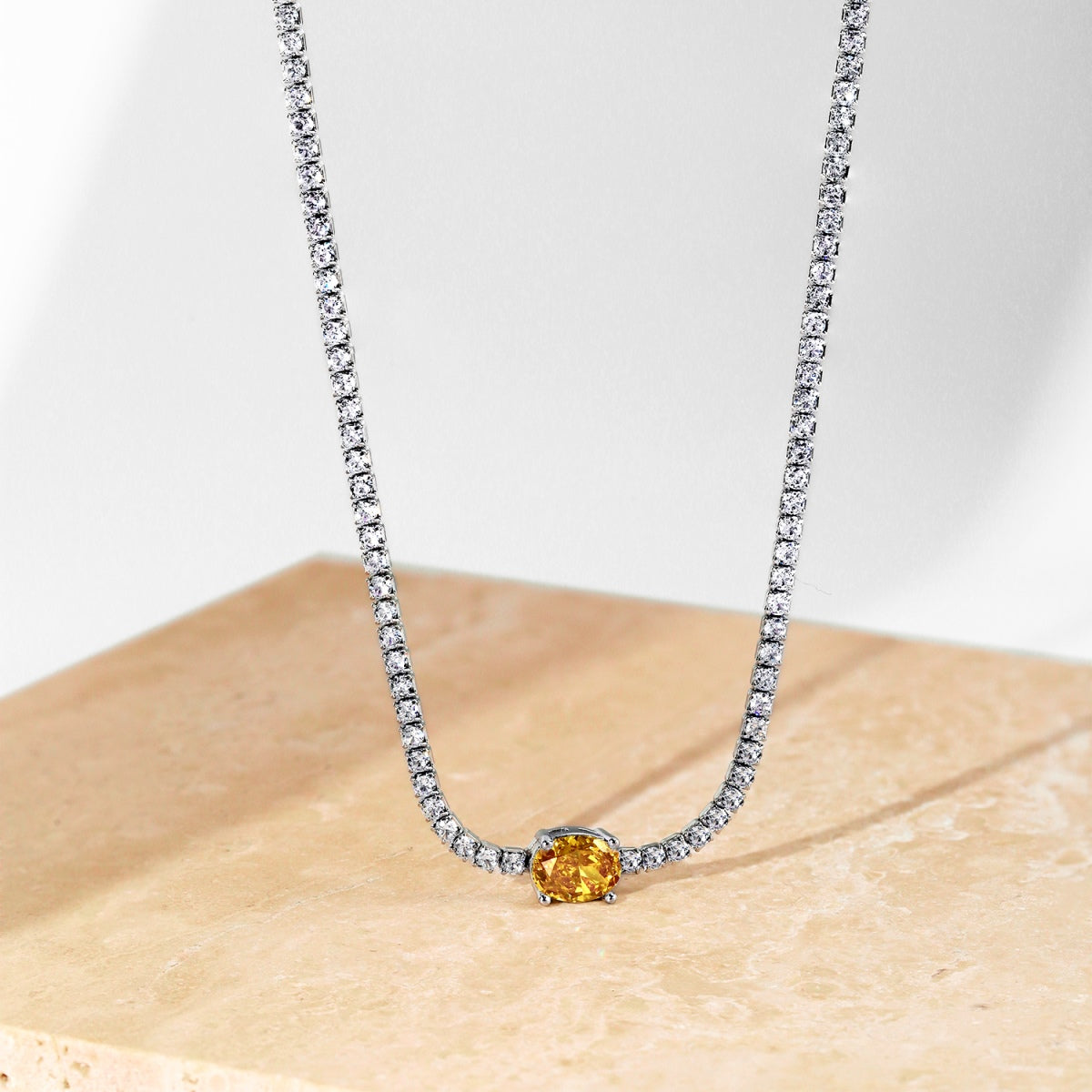 [CharmAmor]1.0 Carat Shining Oval Cut Necklace