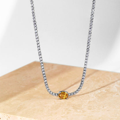[CharmAmor]1.0 Carat Shining Oval Cut Necklace