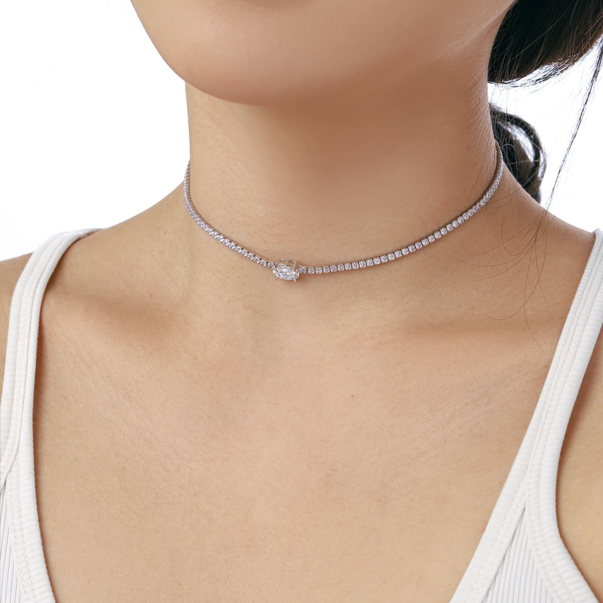 [CharmAmor]1.0 Carat Shining Oval Cut Necklace