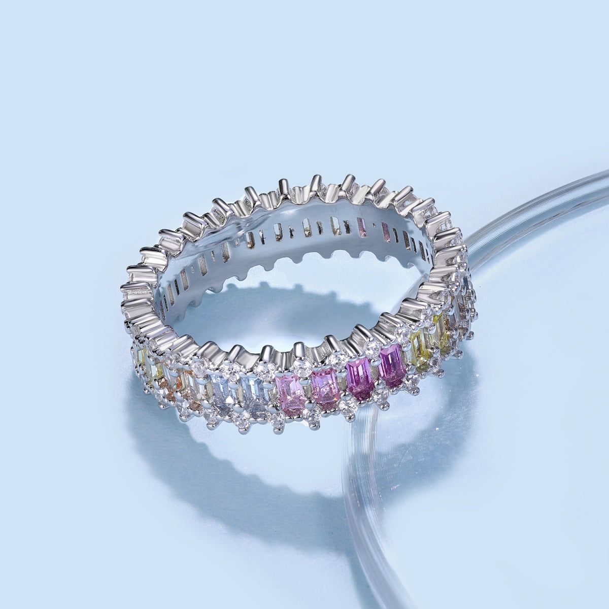 [CharmAmor]Splashy Ornate Emerald Cut Cocktail Ring