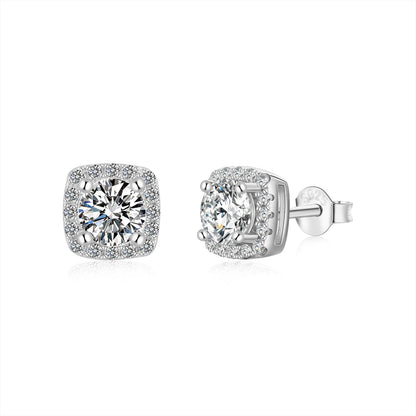 [CharmAmor]Classic Round Center Stone Stud Earrings