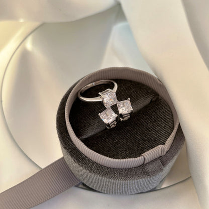 [CharmAmor]1.0 Carat Radiant Princess Cut Wedding Earrings