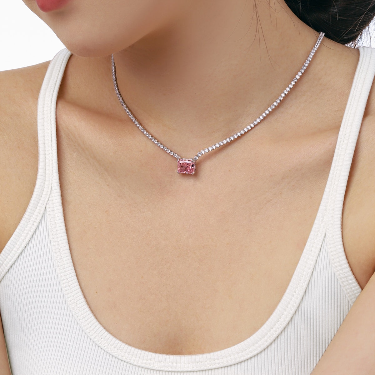 [CharmAmor]4.0 Carat Elegant Radiant Cut Necklace