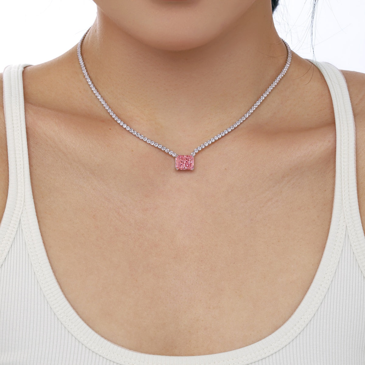 [CharmAmor]4.0 Carat Elegant Radiant Cut Necklace
