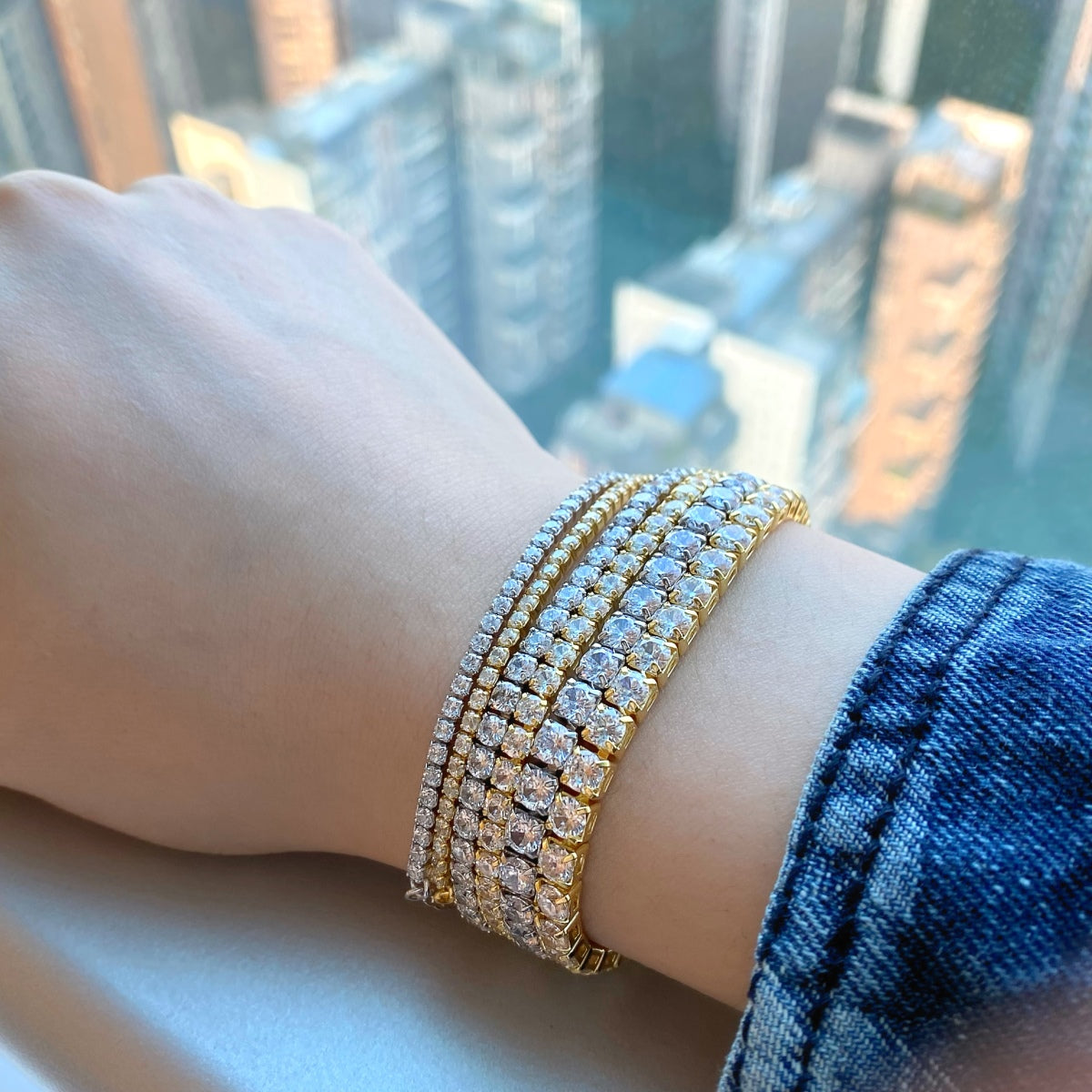 [CharmAmor]Radiant Shinning Princess Cut Tennis Bracelet