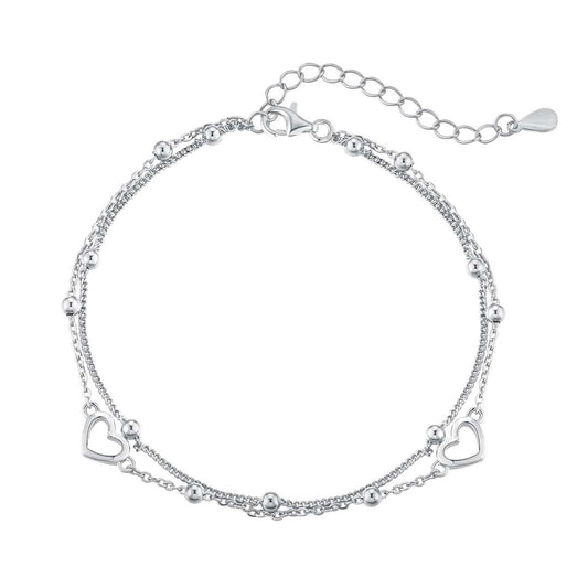 [CharmAmor]Dainty Double Layer Love Heart Bracelet