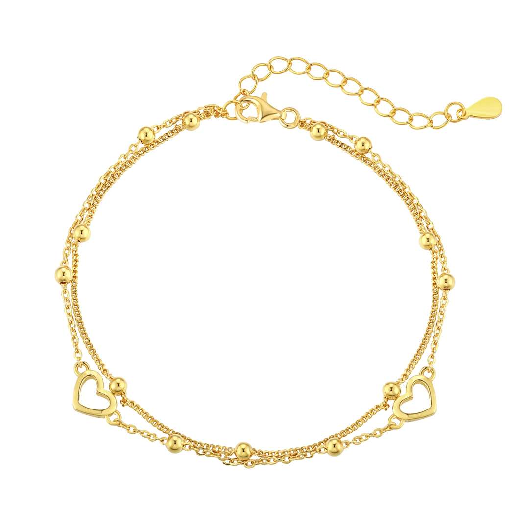 [CharmAmor]Dainty Double Layer Love Heart Bracelet