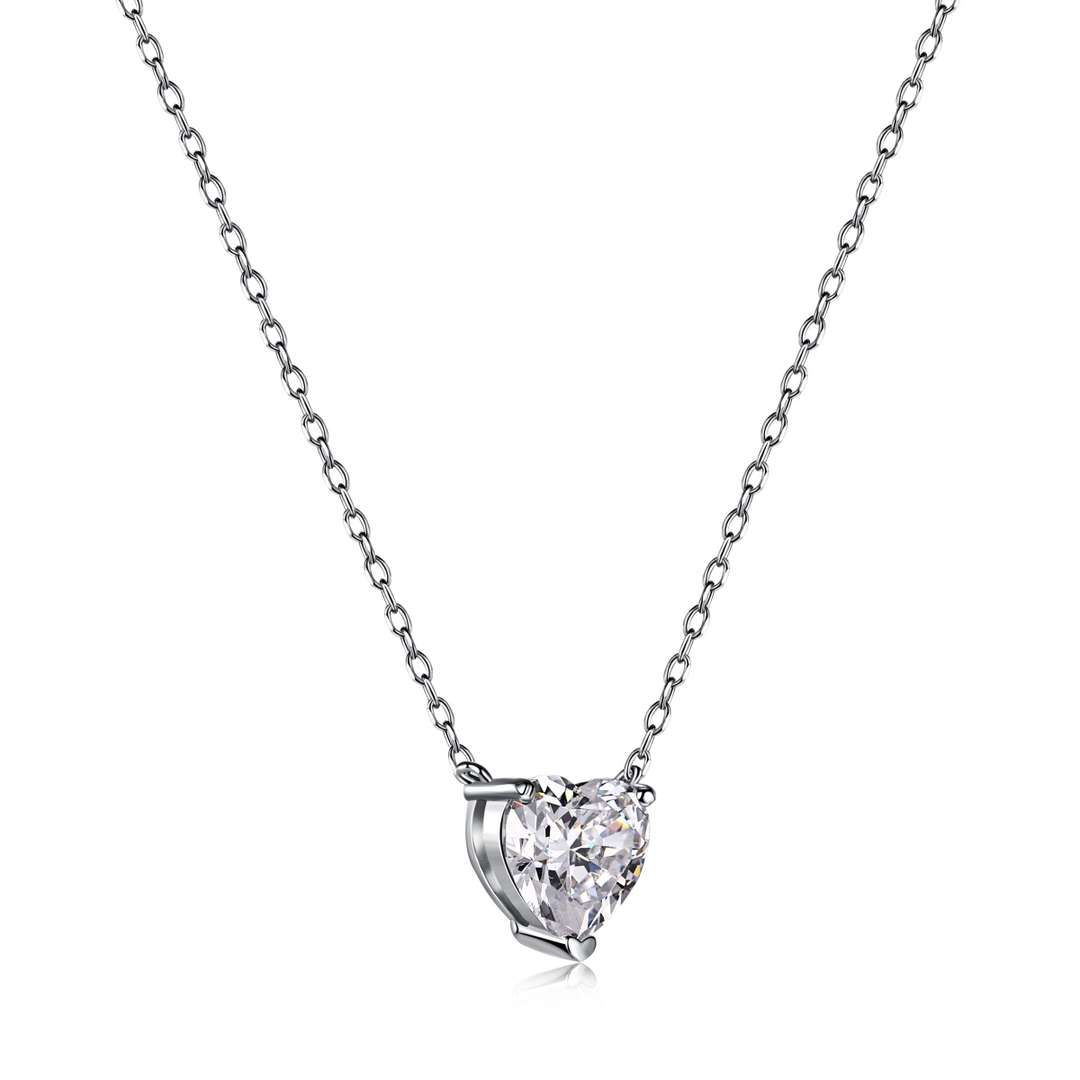[CharmAmor]Heart Shape Main Stone Pendant Collarbone Necklace