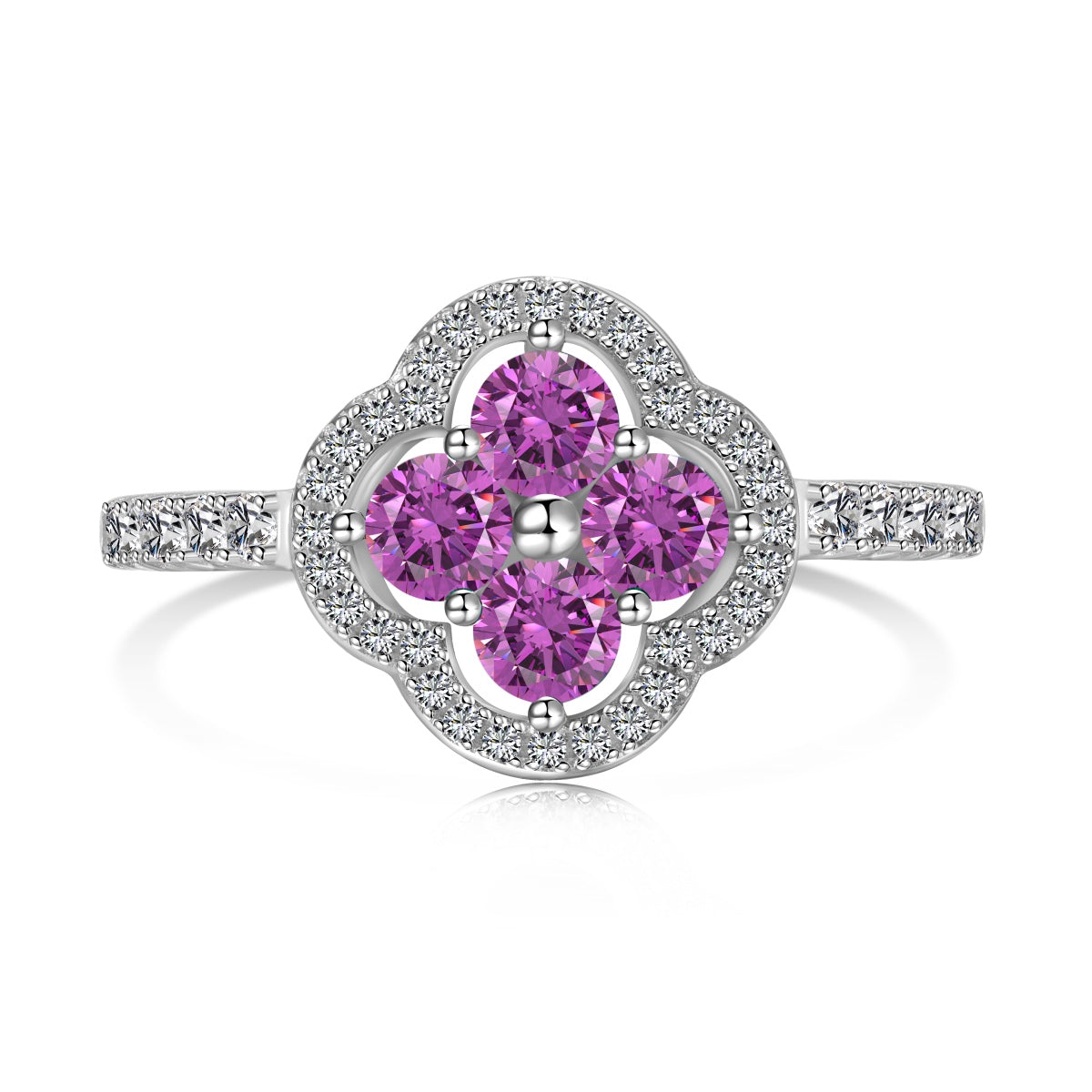 [CharmAmor]Four Leaf Clover Flower Design Ring