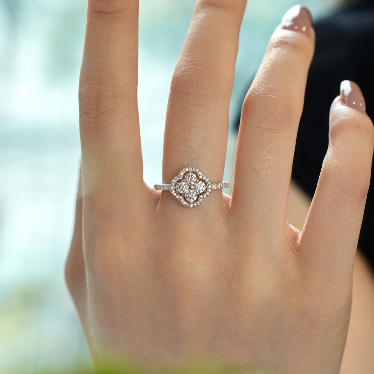 [CharmAmor]Four Leaf Clover Flower Design Ring