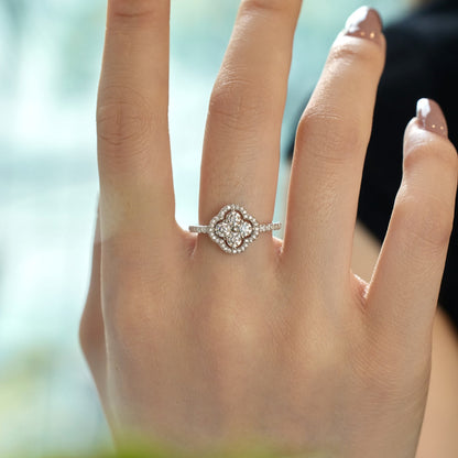 [CharmAmor]Four Leaf Clover Flower Design Ring