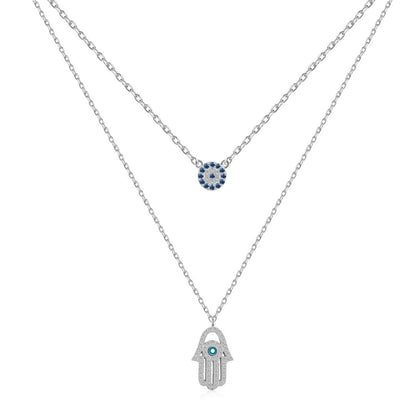 [CharmAmor]Demon Eye Hamsa Palm Necklace