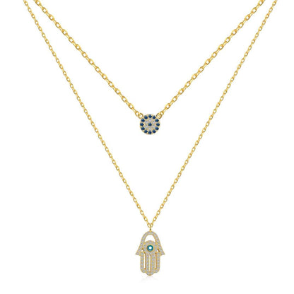 [CharmAmor]Demon Eye Hamsa Palm Necklace