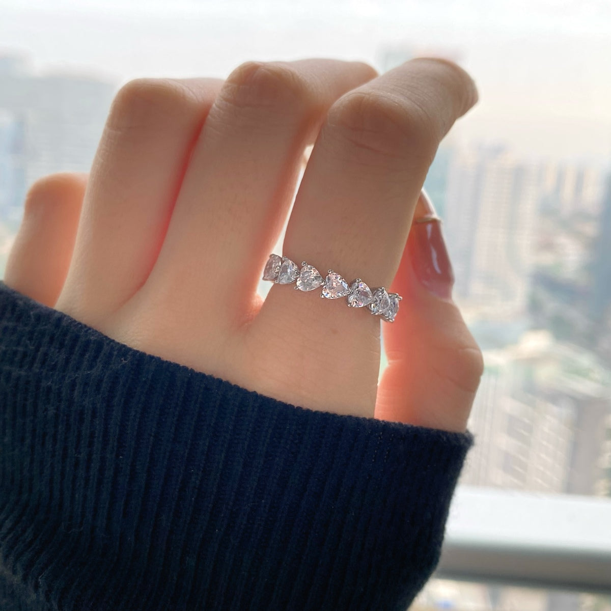 [CharmAmor]0.25 Carat Radiant Romance Heart Cut Lover Ring