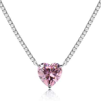 [CharmAmor]8.0 Carat Versatile Colorful Sweet Heart-Shaped Tennis Necklace