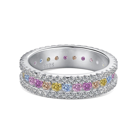 [CharmAmor]Delicate Colorful Round Cut Daily Ring