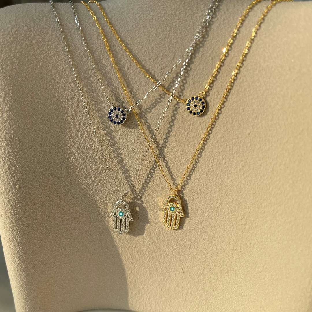 [CharmAmor]Demon Eye Hamsa Palm Necklace
