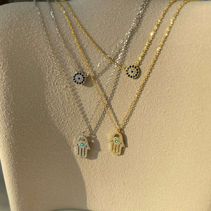 [CharmAmor]Demon Eye Hamsa Palm Necklace