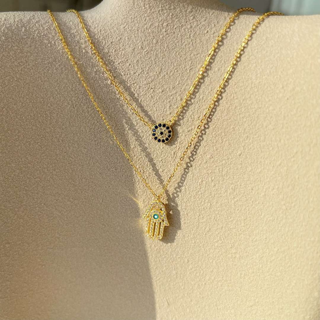 [CharmAmor]Demon Eye Hamsa Palm Necklace
