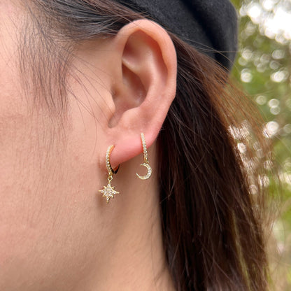 [CharmAmor]Star and Moon Asymmetric Earrings