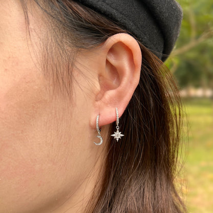 [CharmAmor]Star and Moon Asymmetric Earrings